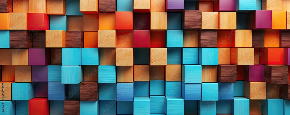 Vibrant stack of multicolored wooden blocks. Vibrant stack of multicolored wooden blocks.