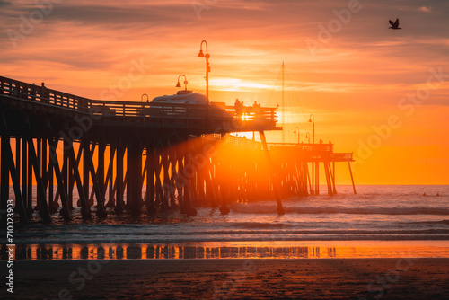 Obraz na płótnie Pismo Beach Pier Sunset Silhouette w salonie