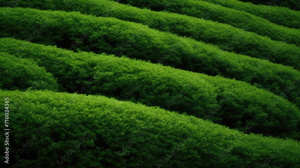the idyllic scene of round hedges, showcasing vibrant shades of green, contemporary aesthetics to convey the tranquility and beauty of the meticulously arranged hedges.