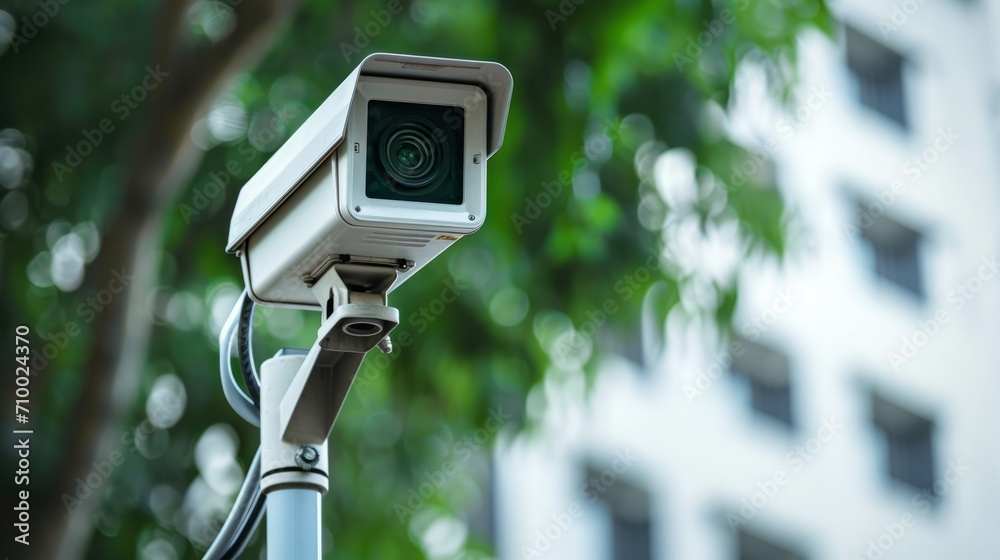Security Camera on Buildings Pole, Surveillance and Safety System Security Camera on Buildings Pole, Surveillance and Safety System