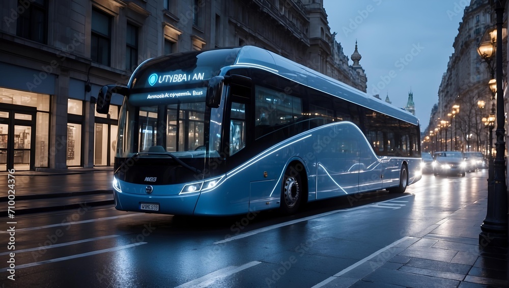 eco-friendly electric futuristic bus in the street