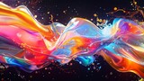 Vibrant Colorful Liquid Painting on Black Background