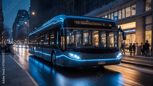 eco-friendly electric futuristic bus in the street
