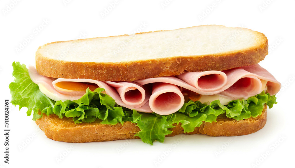 Sandwich mit Schinken isoliert auf weißem Hintergrund, Freisteller Sandwich mit Schinken isoliert auf weißem Hintergrund, Freisteller
