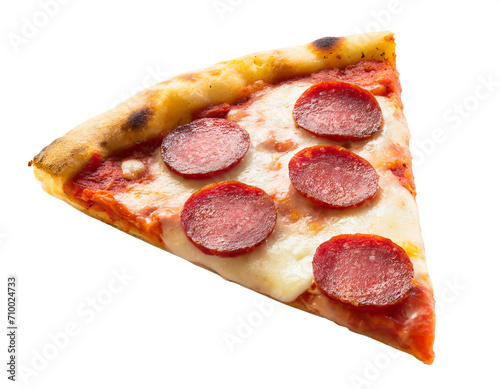 Salami Pizza Stück isoliert auf weißen Hintergrund, Freisteller  photo