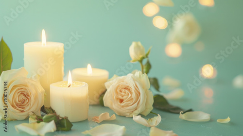 Scented roses candles with flowers  candles banner 