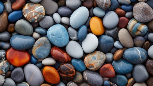 Fototapeta Naklejka Na Ścianę i Meble -  Abstract background with pebbles. Colorful wet beach rocks and stones background
