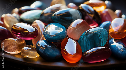 Precious stones Abstract background of multi-colored precious stones close-up