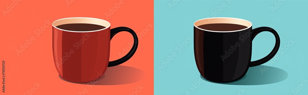 coffee cup illustrations, black and red, vector images coffee cup illustrations, black and red, vector images