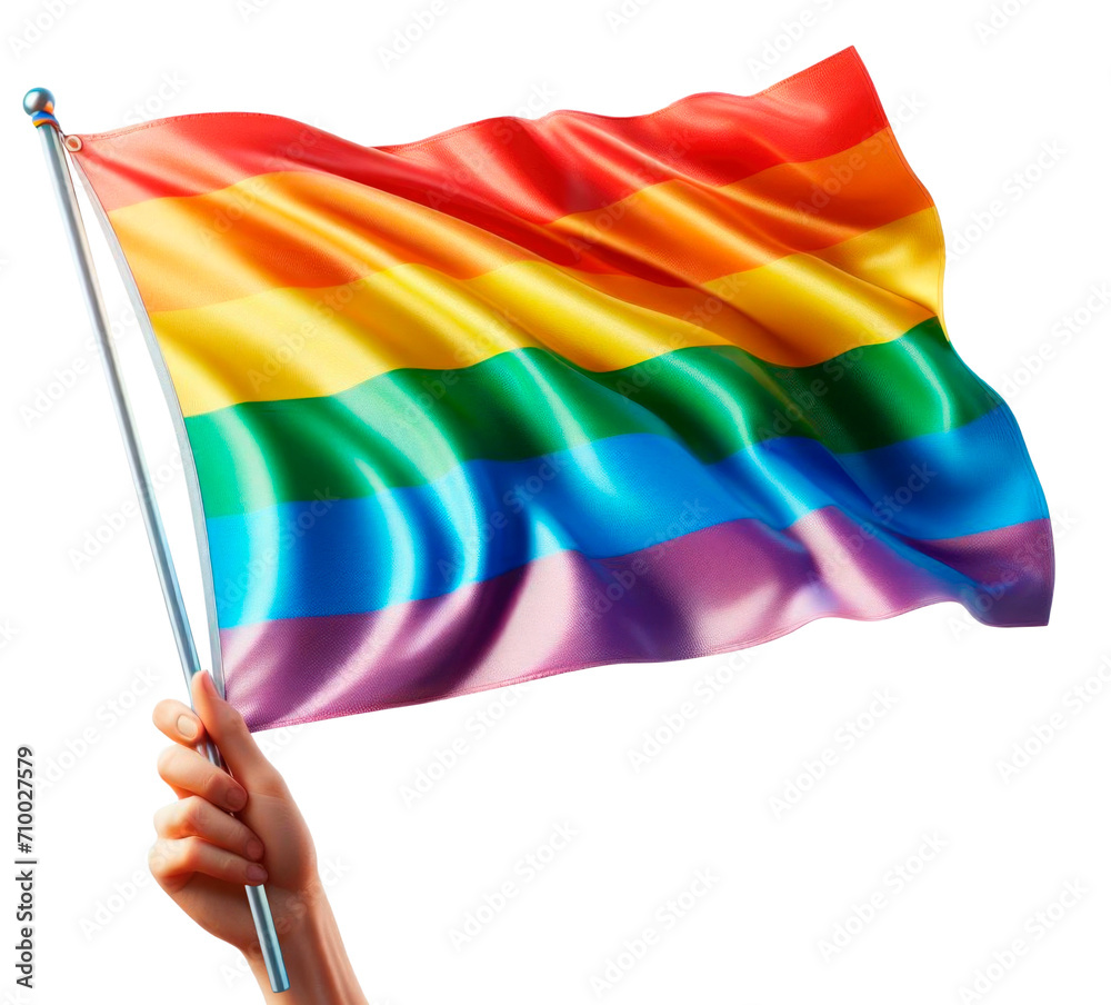 Hand waving a pride flag isolated on transparent background. AI ...