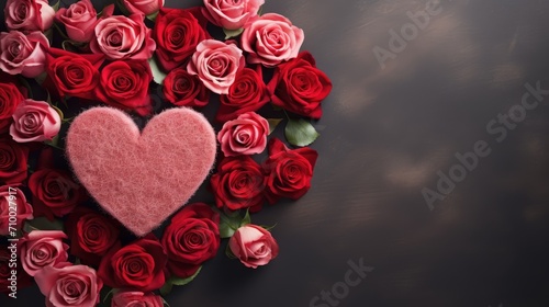 Happy Valentine's Day. Festive background with heart from roses