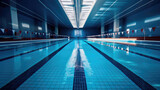 Sparkling pool with lanes ready for swimmers