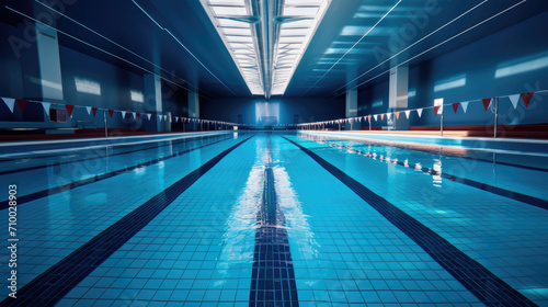 Sparkling pool with lanes ready for swimmers © brillianata
