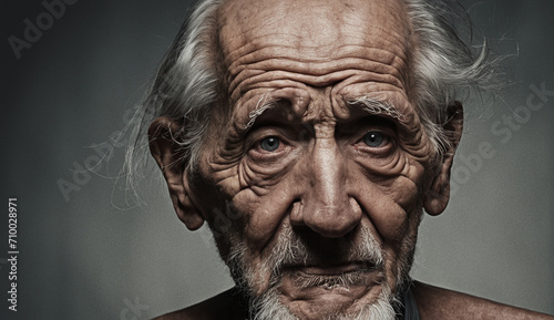 Portrait of sad very old woman , close-up senior woman , portrait of sad senior woman 