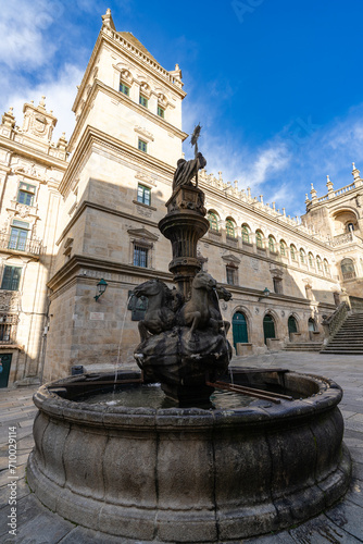 Plaza de Platerias and cathedral of the city of Santiago de Compostela in Galicia, Spain. photo