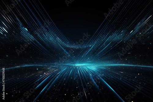 Abstract bright blue glitter lines background wit