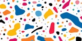 happy confetti pattern with colorful spots and shapes, bold lines wallpaper