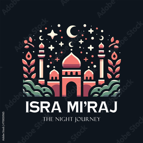Al isra and miraj design with al aqsa illustration background