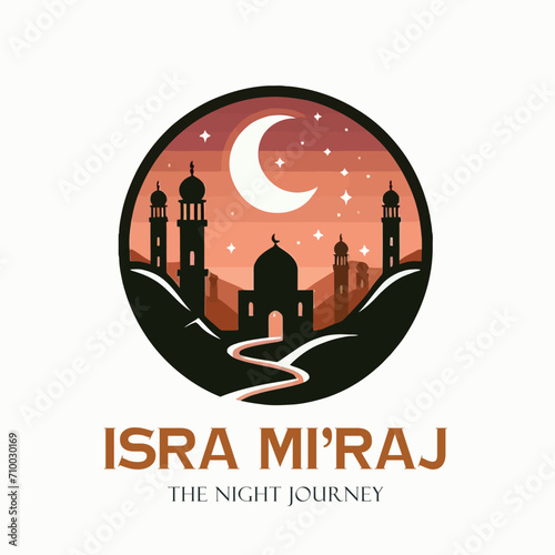 Al isra and miraj design with al aqsa illustration background