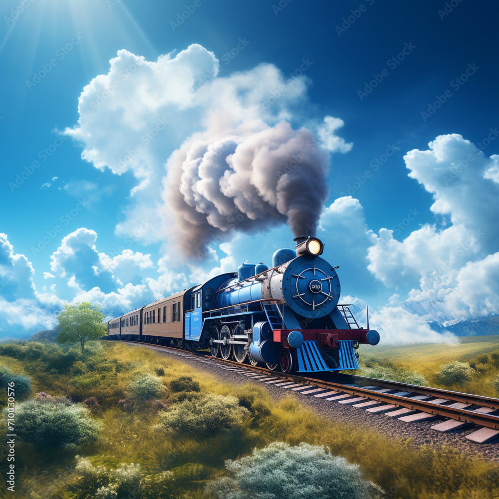 Obraz premium train in the rail with blue sky