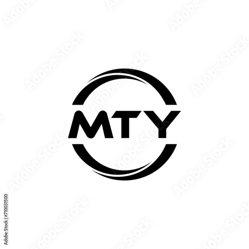 MTY letter logo design with white background in illustrator, cube logo, vector logo, modern alphabet font overlap style. calligraphy designs for logo, Poster, Invitation, etc. photo