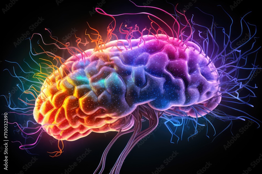 Colorful Brain Axon with Neural pathways shape cognitive abilities in brain anatomy. Brain health relies on neurobiology. Brain disorder and cognitive function in smoke light brain skull illustration. Colorful Brain Axon with Neural pathways shape cognitive abilities in brain anatomy. Brain health relies on neurobiology. Brain disorder and cognitive function in smoke light brain skull illustration.