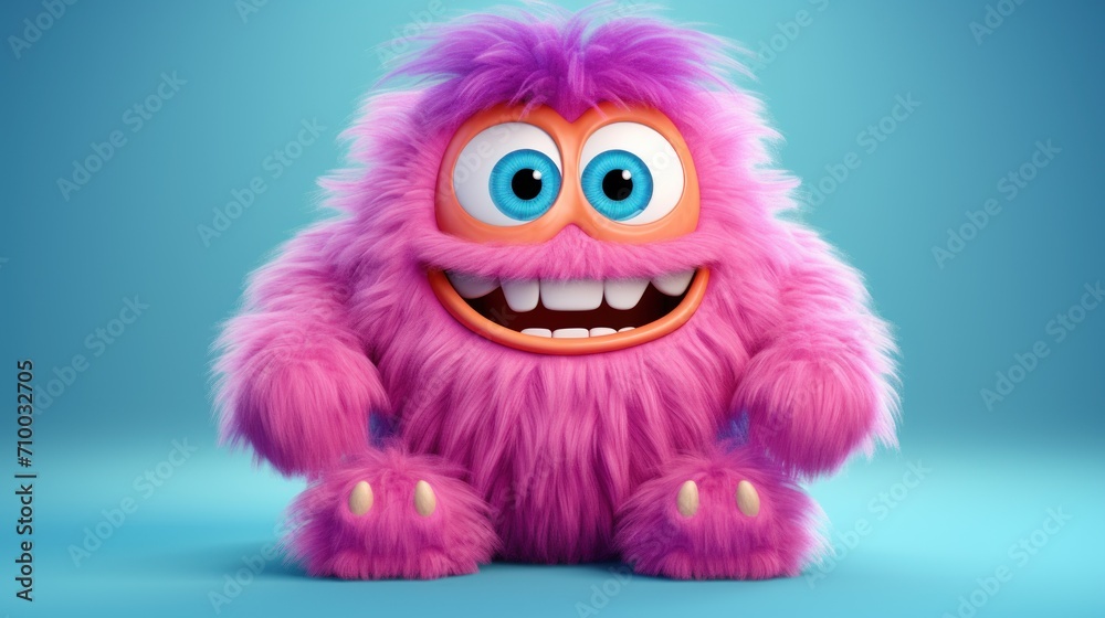 Cute and adorable furry monster characters AI generated image - obrazy, fototapety, plakaty 