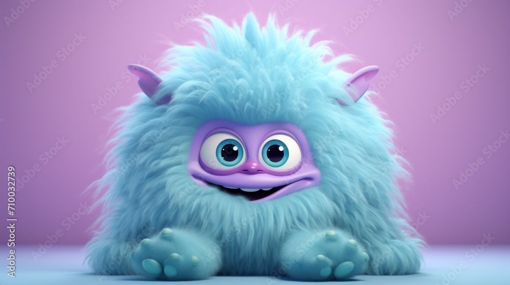 Cute and adorable furry monster characters AI generated image