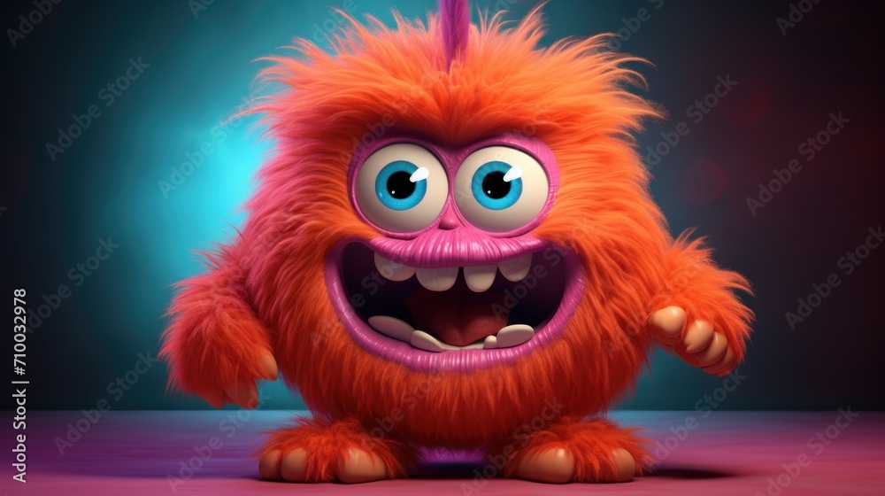 Cute and adorable furry monster characters AI generated image Cute and adorable furry monster characters AI generated image