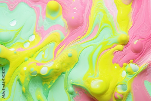 Green, yellow and pink fluid mixed abstract bright background