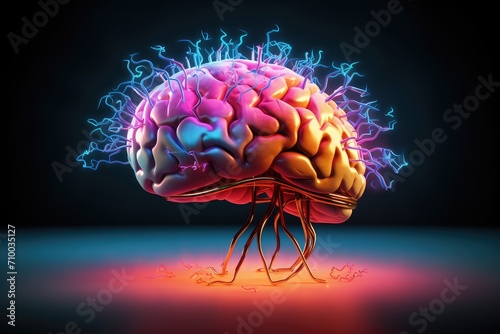 Colorful neural diversity: Neurotransmitters cholinergic, GABAergic, and glutamatergic govern varied signaling brain pathways. Neurotrophins nurture neuronal health. Neurotransmitters neural circuits. photo