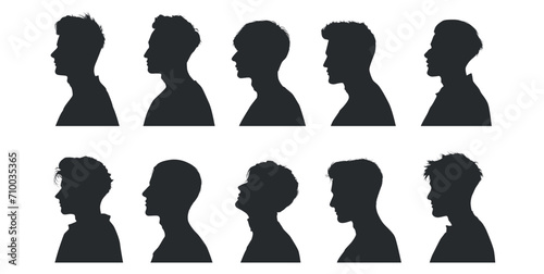 vector silhouette of a male head from side. silhouette of people side view. man. silhouette of face shape from side.	