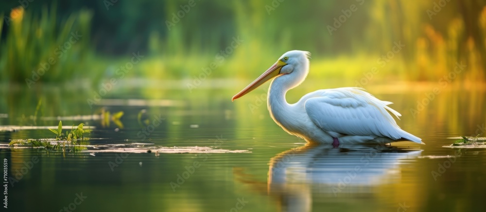 Wildlife photo of a majestic white bird in calm Danube Delta waters. Wildlife photo of a majestic white bird in calm Danube Delta waters.