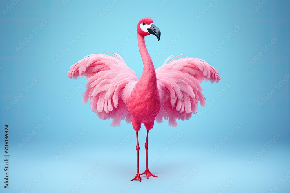 Fototapeta premium Pink flamingo standing gracefully with a whimsical charm.