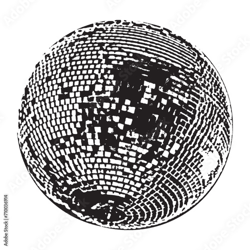 Disco ball isolated. Disco ball clipart. Mirrorball with lights.Vintage effect
