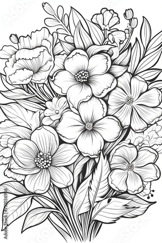 coloring page for adults a flower  floral  Mandala art  thick lines  low detail  no shading  clear