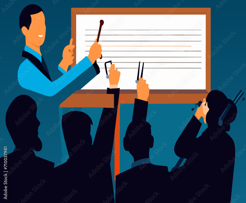 A music teacher with a chalkboard. vektor icon illustation