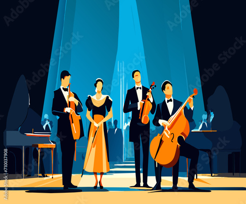 A classical quartet on a royal stage. vektor icon illustation