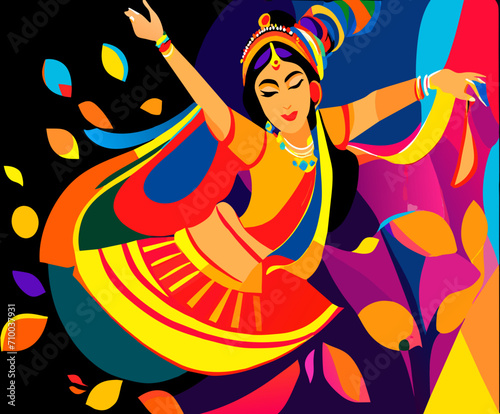 A Bollywood dance with vibrant colors. vektor icon illustation