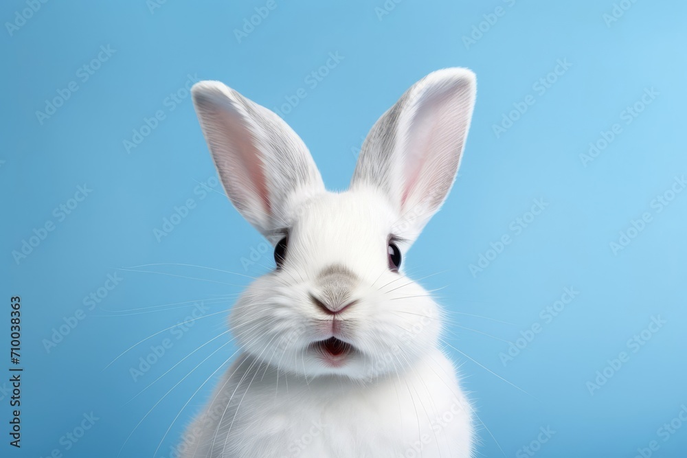 Easter white rabbit on a blue background Easter white rabbit on a blue background