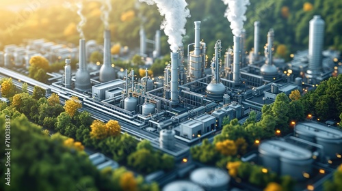 High quality 3D detailed photorealistic data analytics tool capturing emission data to achieve net zero, Top view. Generative AI.