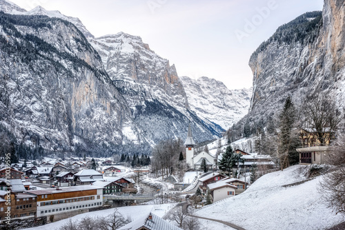 Lauterbrunnen village in winter time, Switzerland