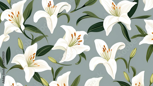 Illustrated lilies wallpaper pattern