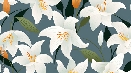 Illustrated lilies wallpaper pattern
