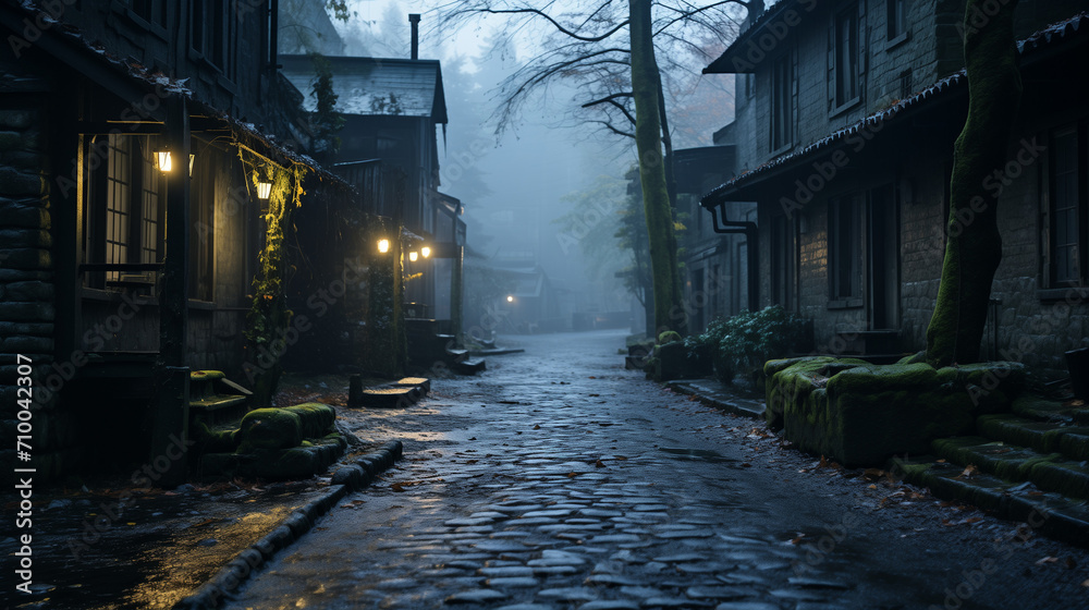 old abandoned factory, Landscape Photography of an Alley on a Foggy Day
