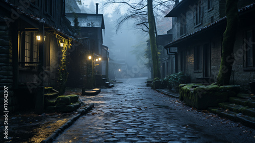 old abandoned factory, Landscape Photography of an Alley on a Foggy Day
