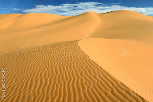 DESERT LANDSCAPE  SAND DUNES SAND PATTERNS IN THE SAHARA DESERT AROUND DJANET OASIS IN ALGERIA