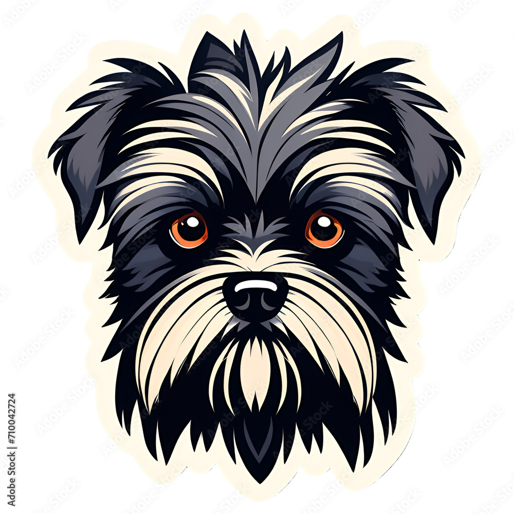 cartoon affenpinscher dog puppy breed, vector illustration, logo icon tattoo, head face art, isolated on white background, transparent PNG