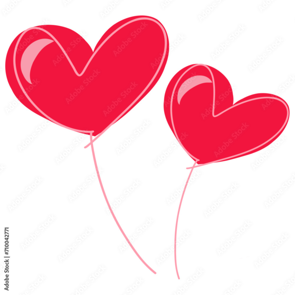 Heart-Shaped Balloons and Love Icons for a Valentine's Day Celebration, Heart icon.  Romantic clipart sign. 