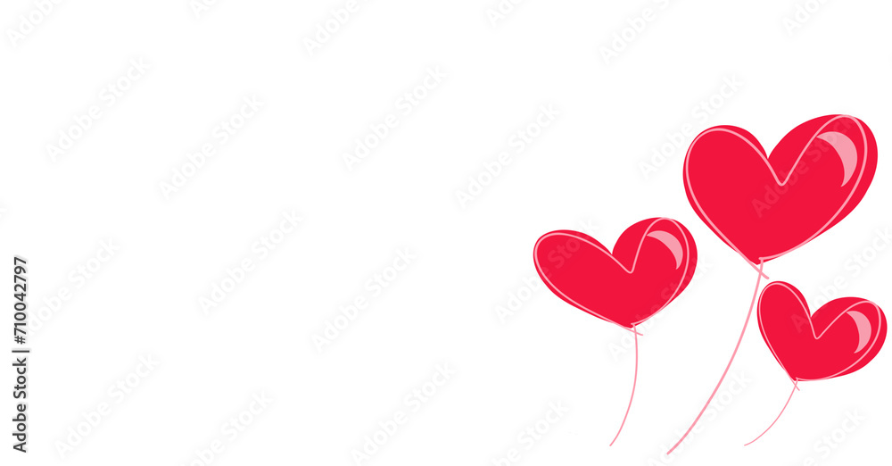 Heart-Shape Balloons and Love Icons for a Valentine's Day Celebration, Heart icon.  Romantic clipart sign on transparent background 
